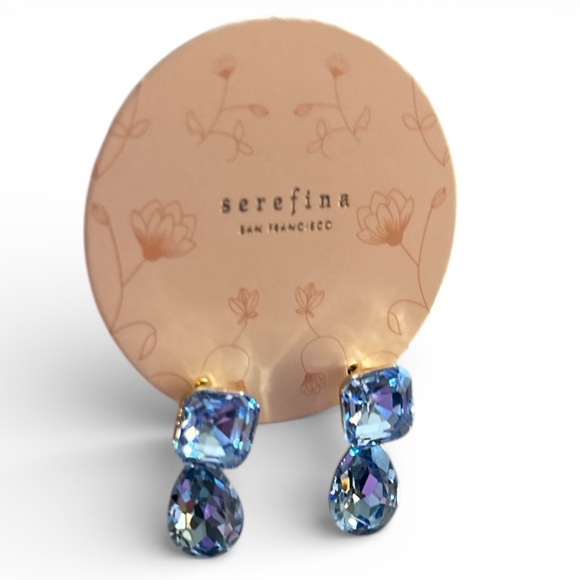 NWT Serefina Anthropologie Blue Crystal Drop earrings - Picture 6 of 7